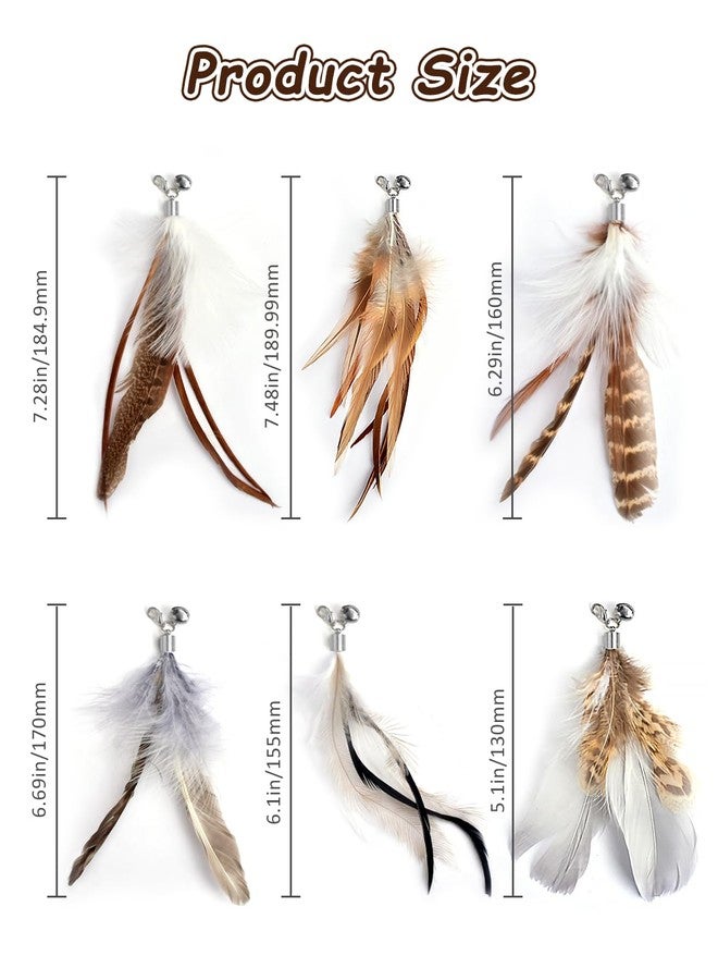 CAPHONT Cat Feather Toys Refills Cat Wand Replacement Feathers 6 PCS Handmade Cat Toy Feather Refills for Cat Wand Attachments Interactive Feather Cat Toy for Indoor Cats - Image 4